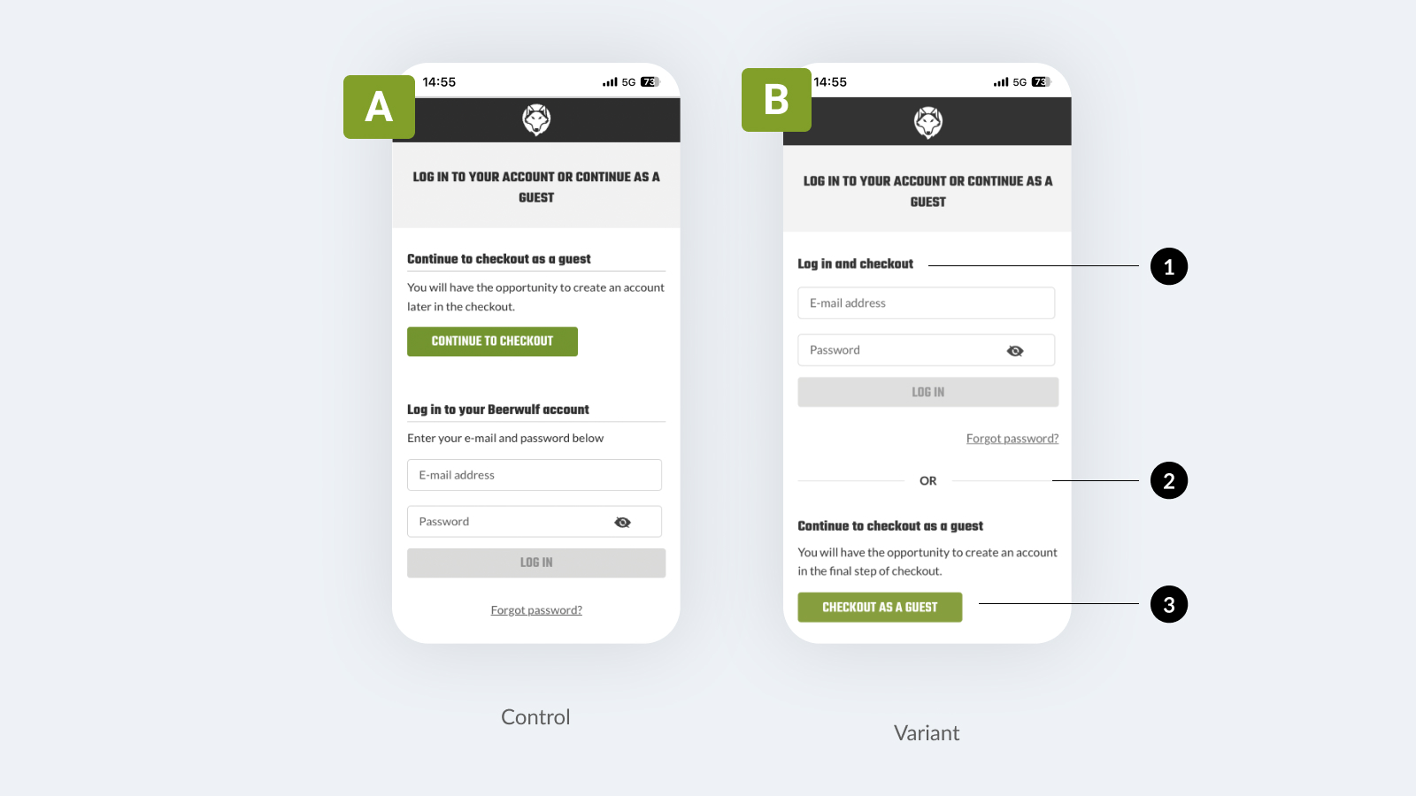 BW login at checkout